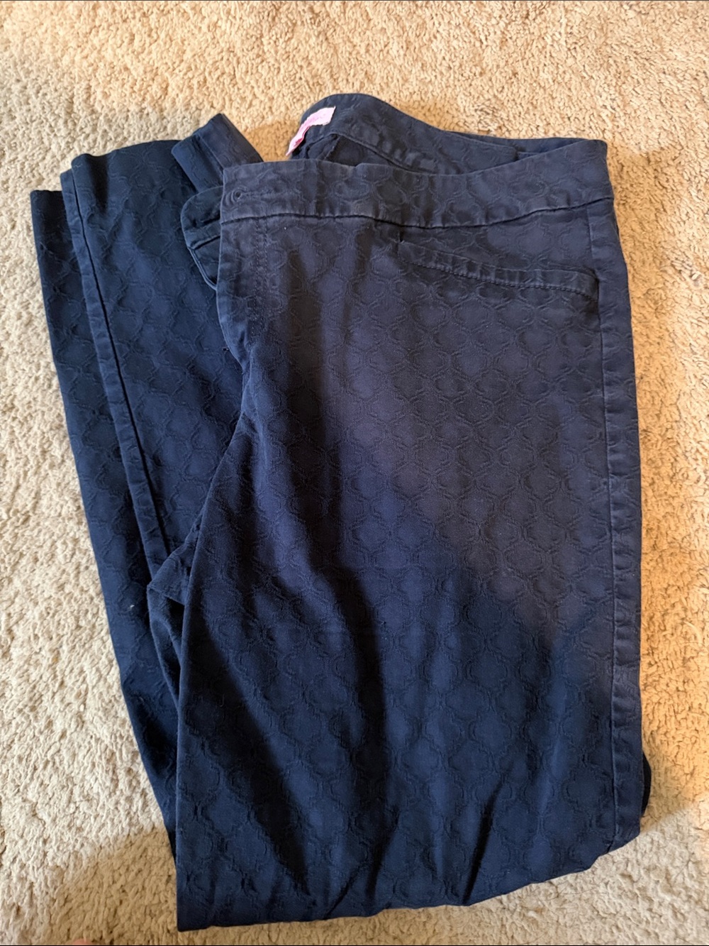 Lilly Pulitzer Navy Textured Ankle Pants